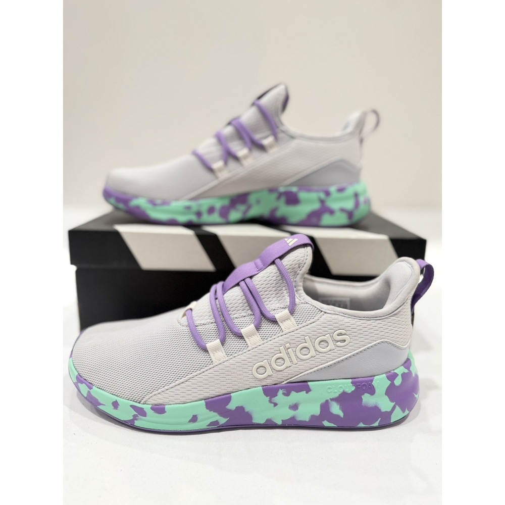 Adidas Lite Racer Shoes Adapt 8.0 Camo Sneakers Violet & Green Kids Size 7 NEW